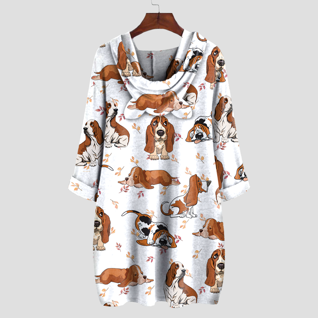 Cute Basset Hound - Hoodie With Ears V1