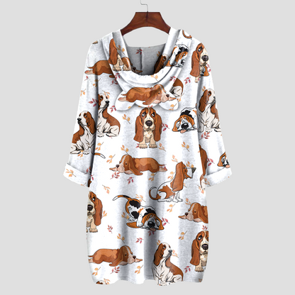 Cute Basset Hound - Hoodie With Ears V1