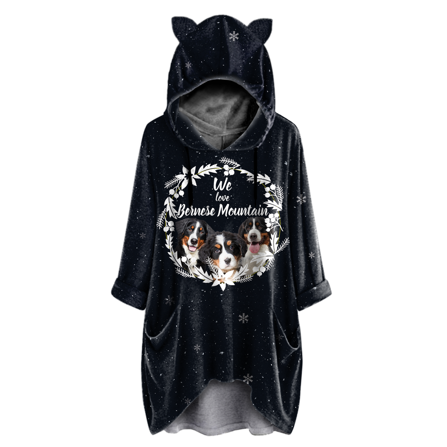 Cute Bernese Mountain - Hoodie With Ears V3