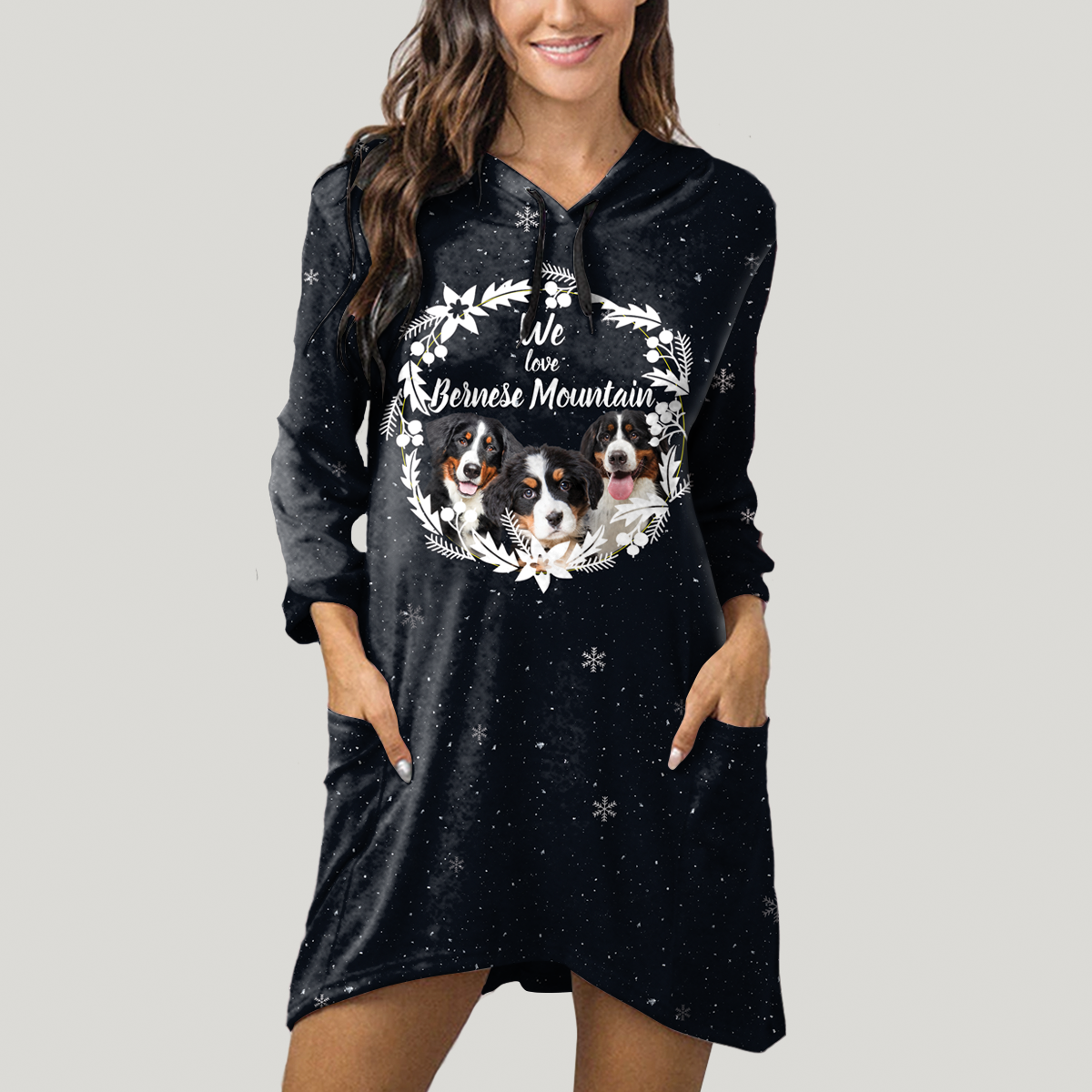 Cute Bernese Mountain - Hoodie With Ears V3