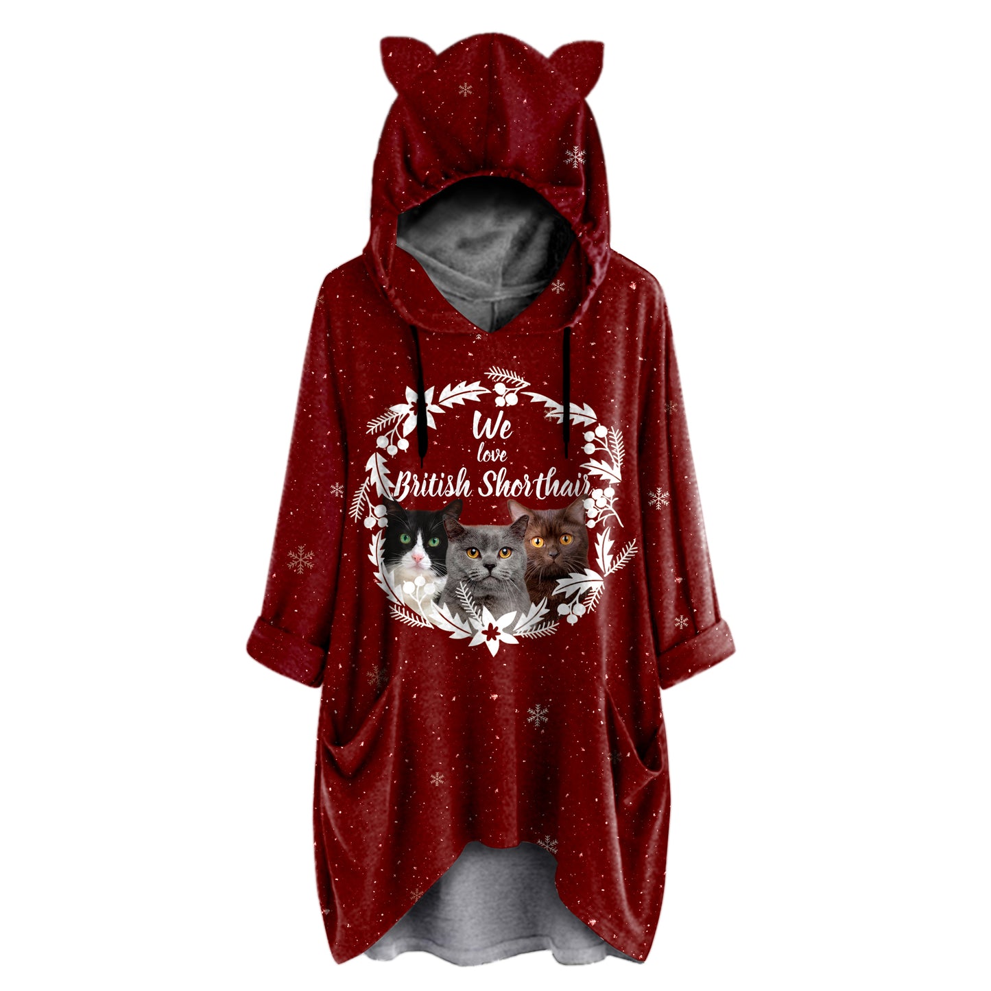 Chat British Shorthair mignon - Sweat à capuche avec oreilles V1