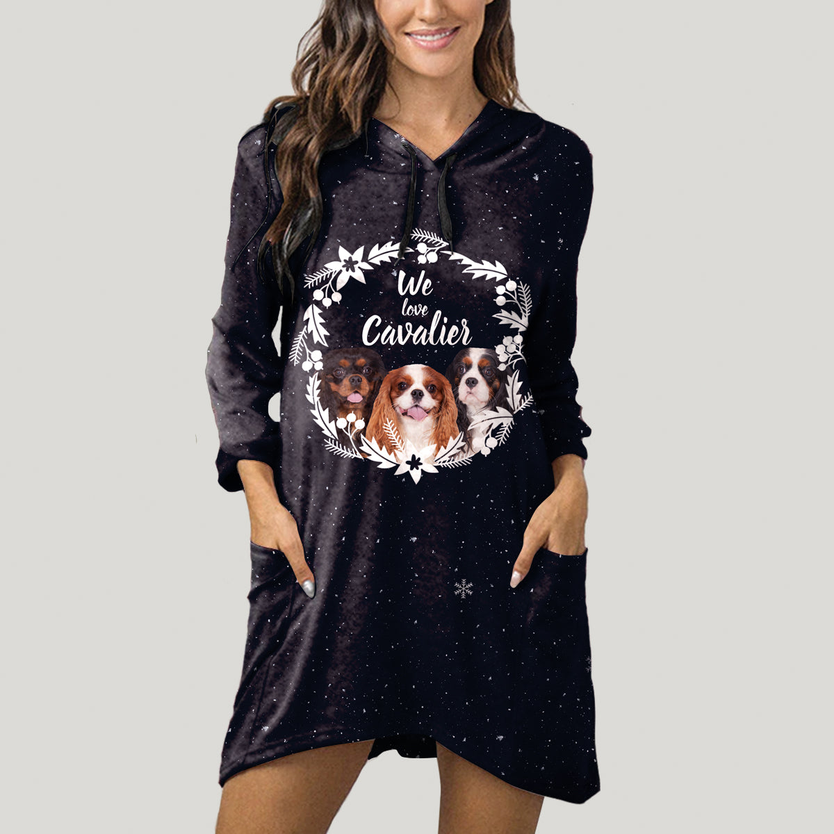 Niedlicher Cavalier King Charles Spaniel - Kapuzenpullover mit Ohren V1