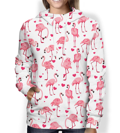 Cute Heart And Flamingo Hoodie