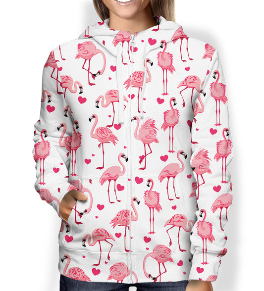 Cute Heart And Flamingo Hoodie