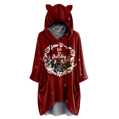 Süße französische Bulldogge - Kapuzenpullover mit Ohren V1