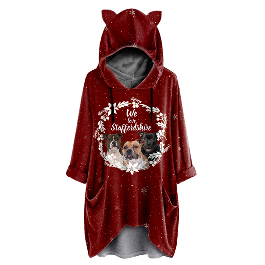 Cute Staffordshire Bull Terrier - Hoodie With Ears V2