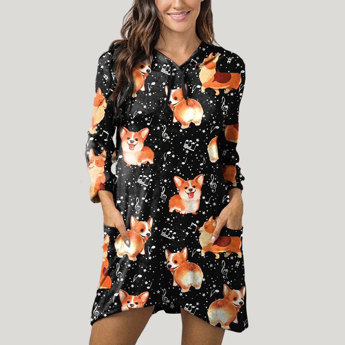 Cute Welsh Corgi - Hoodie With Ears V3