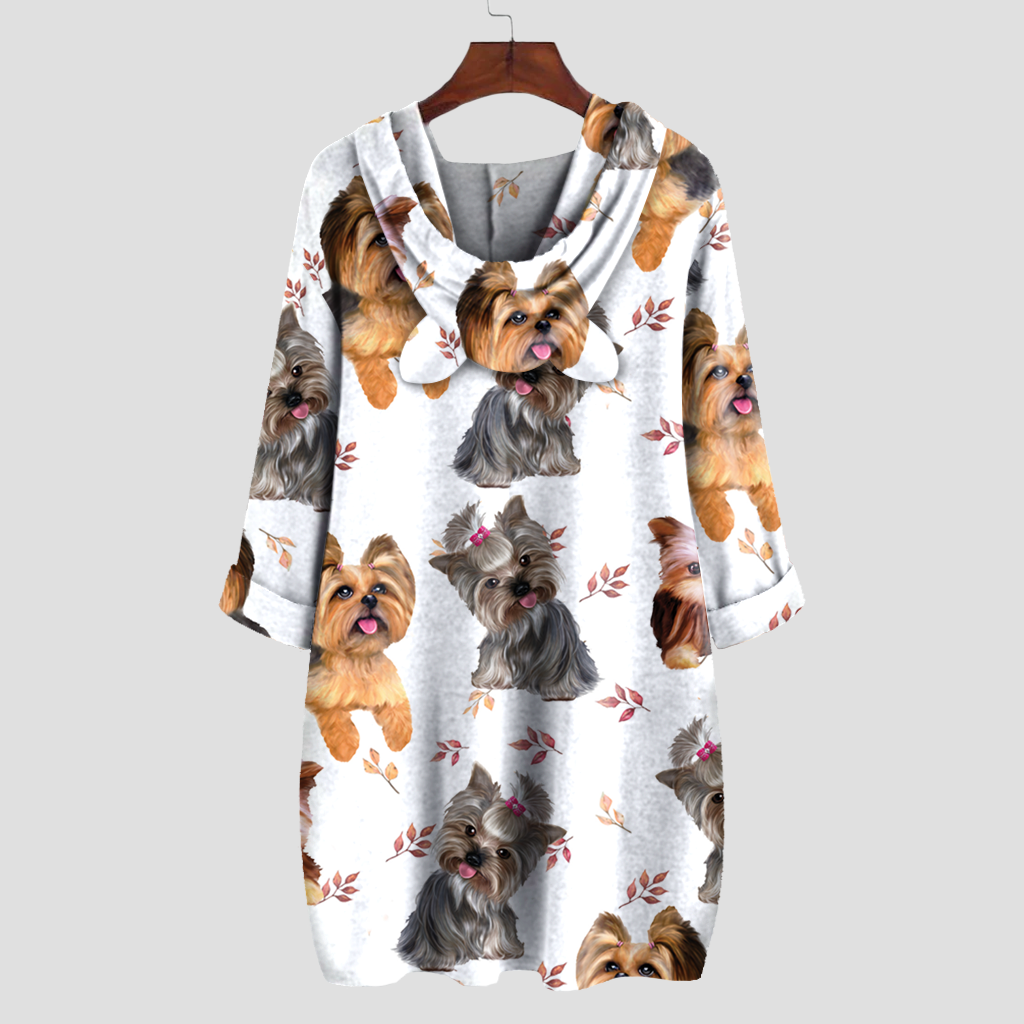 Mignon Yorkshire Terrier - Sweat à capuche avec oreilles V4