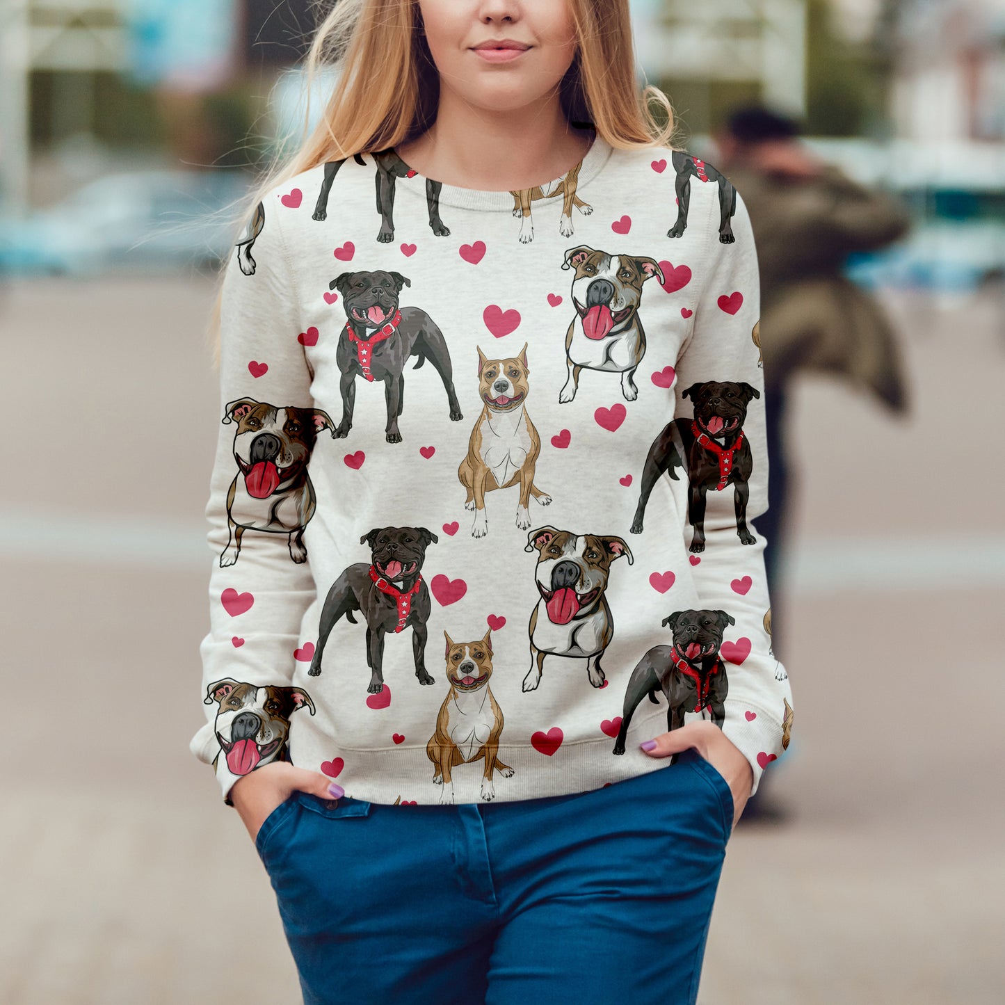 Niedlicher amerikanischer Staffordshire Terrier - Sweatshirt V1