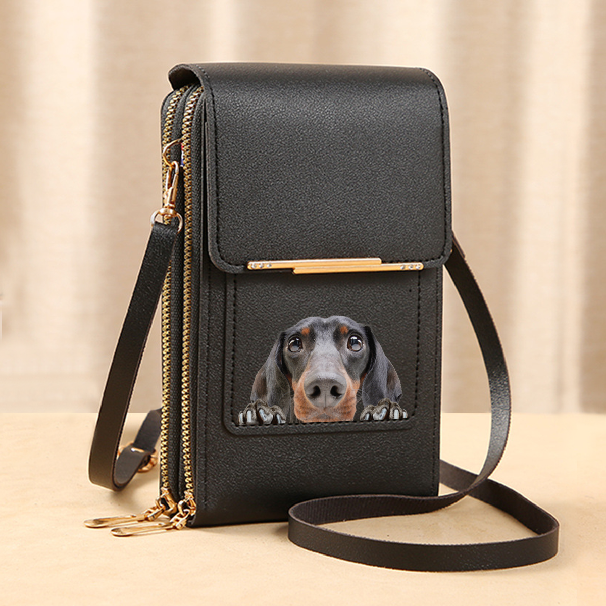 Dachshund - Touch Screen Phone Wallet Case Crossbody Purse V1