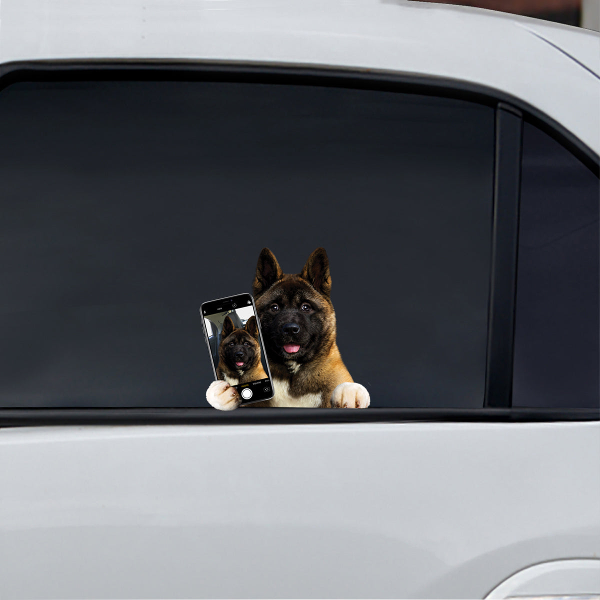 Aimez-vous mon selfie - Autocollant de voiture/porte/réfrigérateur/ordinateur portable américain Akita V1