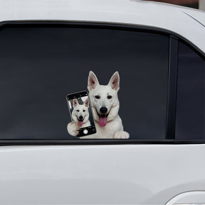 Gefällt dir mein Selfie – Berger Blanc Suisse Auto-/Tür-/Kühlschrank-/Laptop-Aufkleber V1