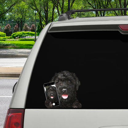 Aimez-vous mon selfie - Autocollant de voiture/porte/réfrigérateur/ordinateur portable Terrier russe noir V1