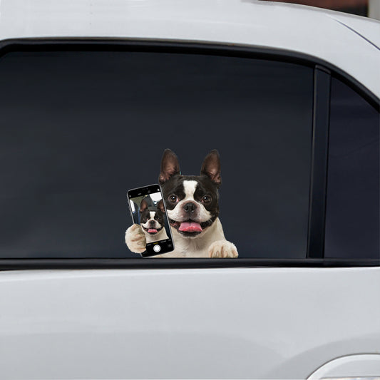 Aimez-vous mon selfie - Boston Terrier Autocollant de voiture/porte/réfrigérateur/ordinateur portable V1