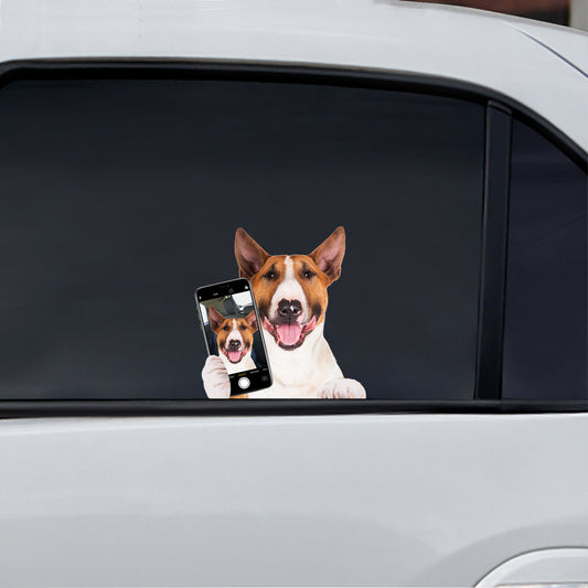 Aimez-vous mon selfie - Bull Terrier Voiture / Porte / Réfrigérateur / Autocollant pour ordinateur portable V1