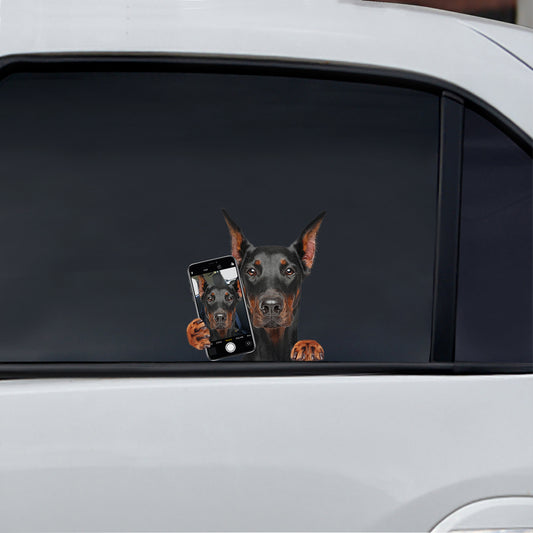 Aimez-vous mon selfie - Doberman Pinscher Autocollant de voiture/porte/réfrigérateur/ordinateur portable V1