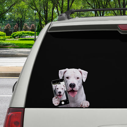 Aimez-vous mon selfie - Dogo Argentino Autocollant de voiture/porte/réfrigérateur/ordinateur portable V1