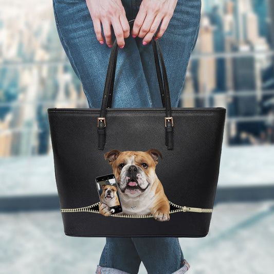Gefällt dir mein Selfie – Einkaufstasche mit englischer Bulldogge V1