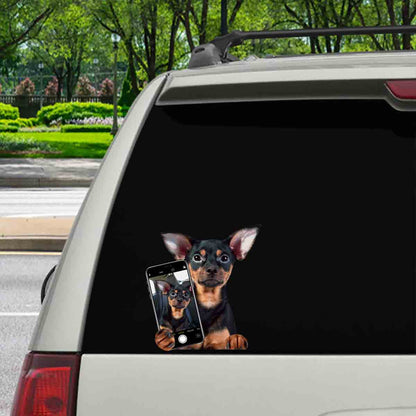 Aimez-vous mon selfie - Autocollant anglais Toy Terrier pour voiture/porte/réfrigérateur/ordinateur portable V1