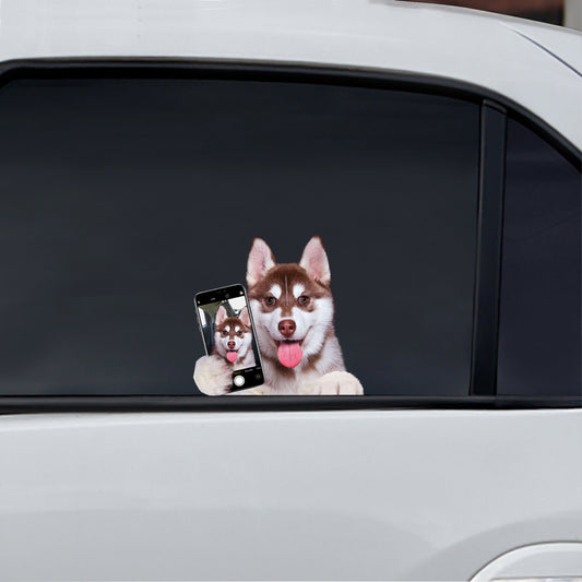 Aimez-vous mon selfie - Autocollant Husky pour voiture/porte/réfrigérateur/ordinateur portable V1