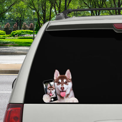 Aimez-vous mon selfie - Autocollant Husky pour voiture/porte/réfrigérateur/ordinateur portable V1