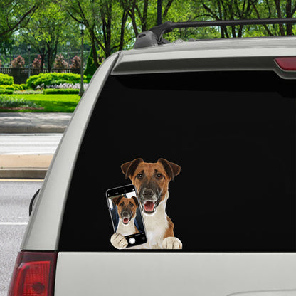 Aimez-vous mon selfie - Smooth Fox Terrier Autocollant de voiture/porte/réfrigérateur/ordinateur portable V1