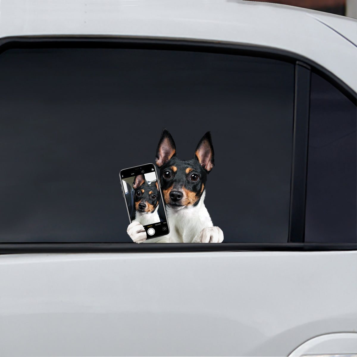 Aimez-vous mon selfie - Toy Fox Terrier Voiture / Porte / Réfrigérateur / Autocollant pour ordinateur portable V1