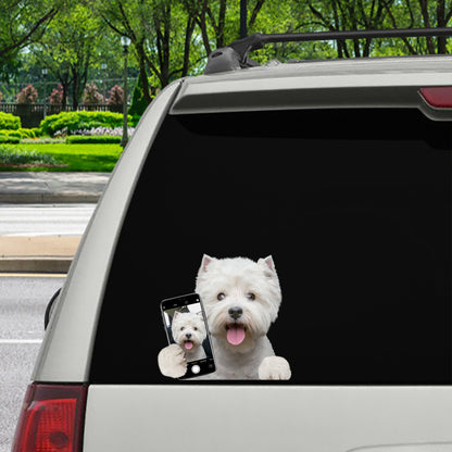 Aimez-vous mon selfie - West Highland White Terrier Autocollant de voiture/porte/réfrigérateur/ordinateur portable V1