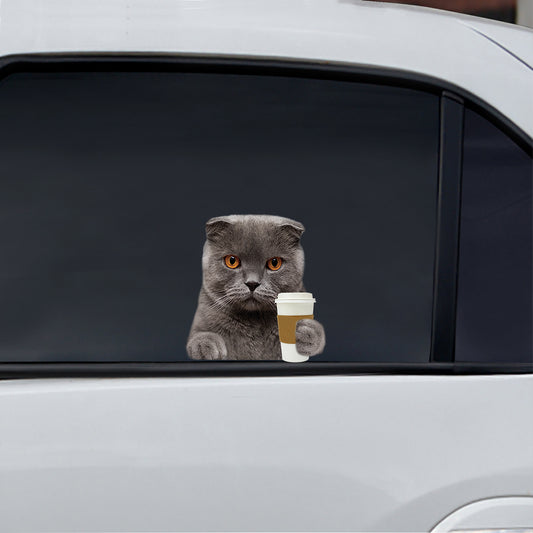 Guten Morgen – Scottish Fold Katze Auto/Tür/Kühlschrank/Laptop Aufkleber V1