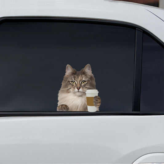 Bonjour - Autocollant de voiture/porte/réfrigérateur/ordinateur portable chat sibérien V1