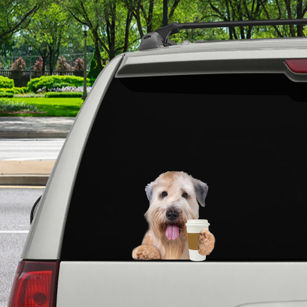 Guten Morgen – Wheaten Terrier Auto-/Tür-/Kühlschrank-/Laptop-Aufkleber V1