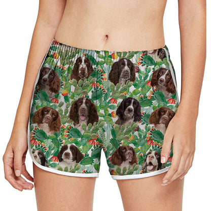 English Springer Spaniel - Bunte Damen-Laufshorts V2