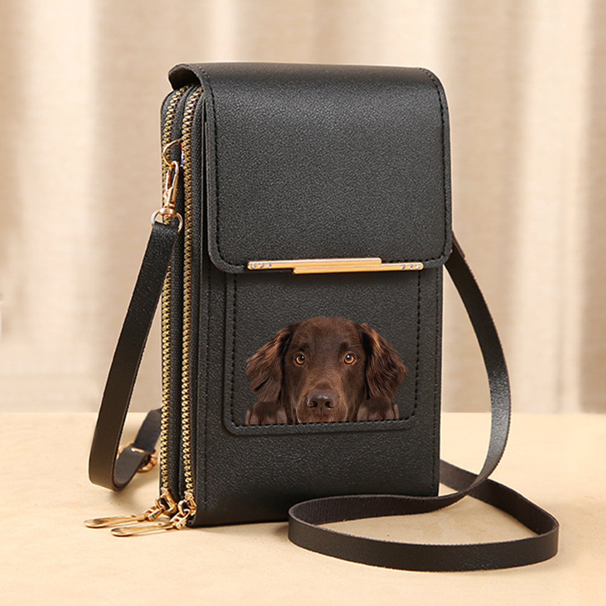 Flat Coated Retriever - Touch Screen Phone Wallet Case Crossbody Purse V1