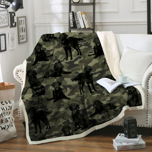 Flat Coated Retriever Camo Blanket V1
