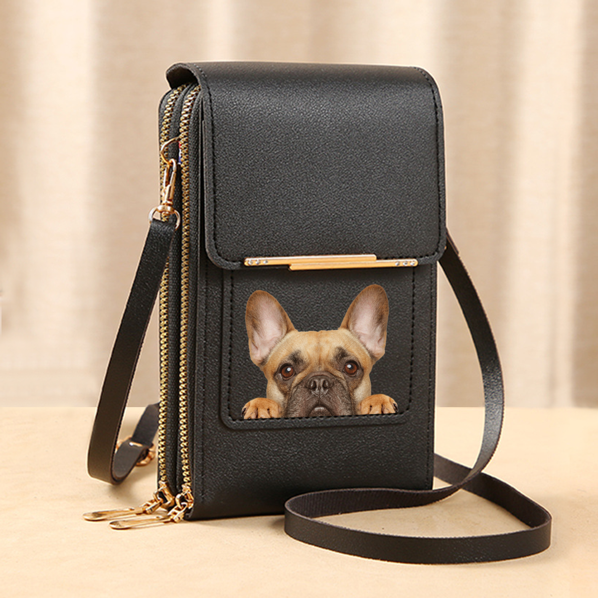 French Bulldog - Touch Screen Phone Wallet Case Crossbody Purse V1