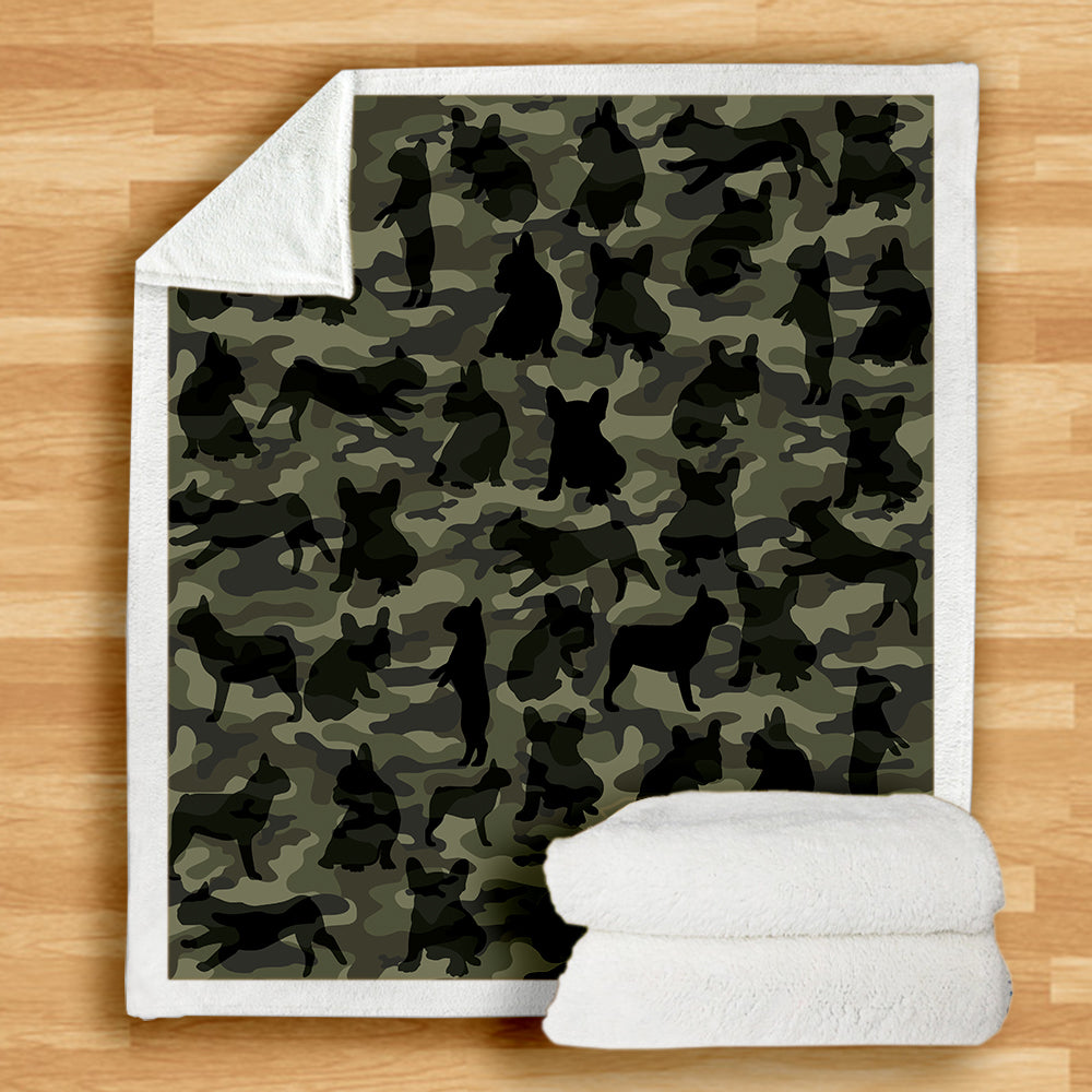 Französische Bulldoggen-Camouflage-Decke V1