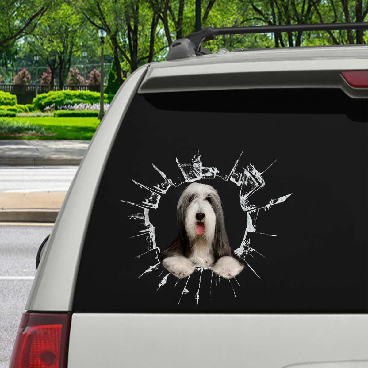 Get In - It's Time For Shopping - Bearded Collie Car Sticker V1