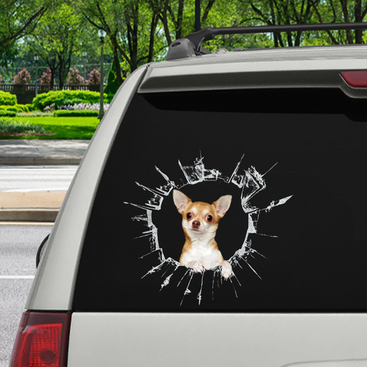 Steigen Sie ein – es ist Zeit zum Einkaufen – Chihuahua-Autoaufkleber V2