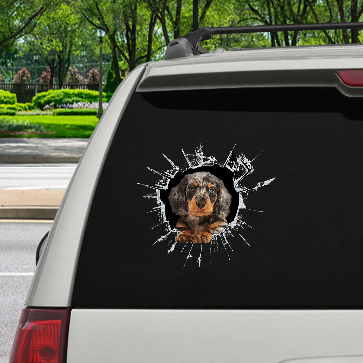 Get In - It's Time For Shopping - Dapple Dachshund Car / Door/ Fridge/ Laptop Sticker V2