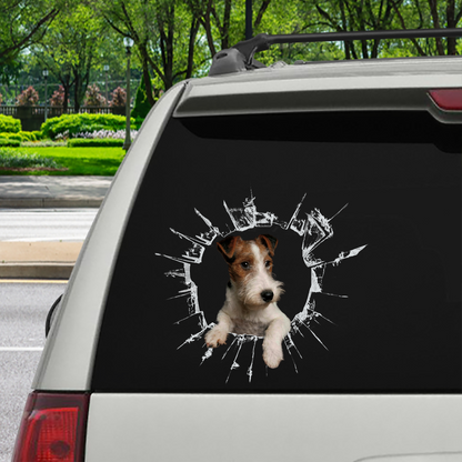 Steigen Sie ein – es ist Zeit zum Einkaufen – Wire Fox Terrier Auto-/Tür-/Kühlschrank-/Laptop-Aufkleber V1
