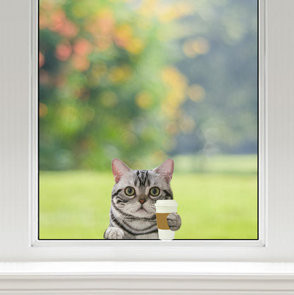 Good Morning - American Shorthair Cat Car/ Door/ Fridge/ Laptop Sticker V1