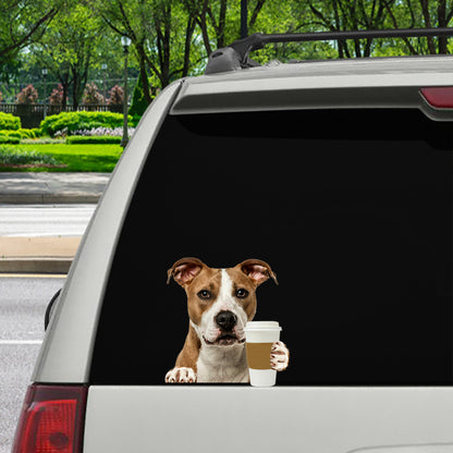 Bonjour - American Staffordshire Terrier Voiture / Porte / Réfrigérateur / Autocollant pour ordinateur portable V2