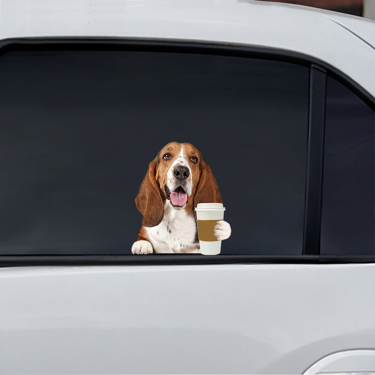 Guten Morgen – Basset Hound Aufkleber für Auto/Tür/Kühlschrank/Laptop V1