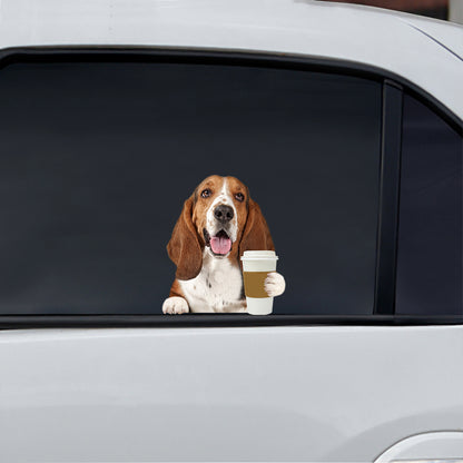 Guten Morgen – Basset Hound Aufkleber für Auto/Tür/Kühlschrank/Laptop V1