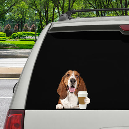 Guten Morgen – Basset Hound Aufkleber für Auto/Tür/Kühlschrank/Laptop V1