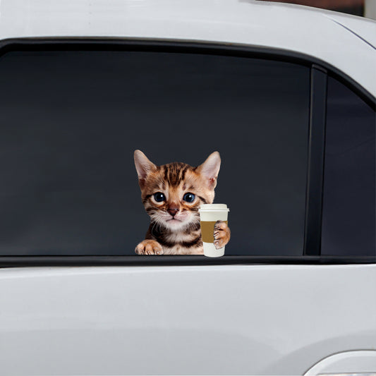 Bonjour - Bengal Cat Car/ Porte/ Réfrigérateur/ Autocollant pour ordinateur portable V1
