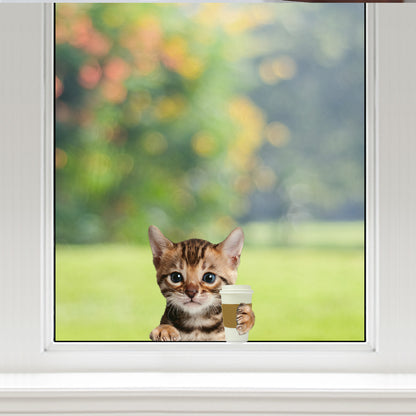 Good Morning - Bengal Cat Car/ Door/ Fridge/ Laptop Sticker V1