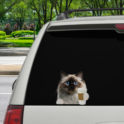 Guten Morgen – Birma-Katze-Aufkleber für Auto/Tür/Kühlschrank/Laptop V1