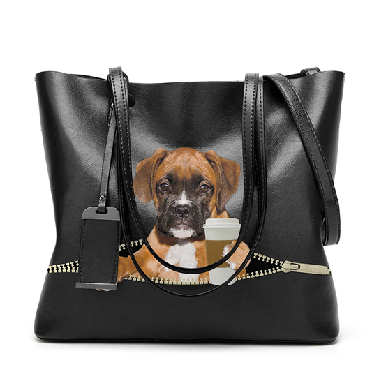 Good Morning - Boxer Dog Glamour Handbag V1