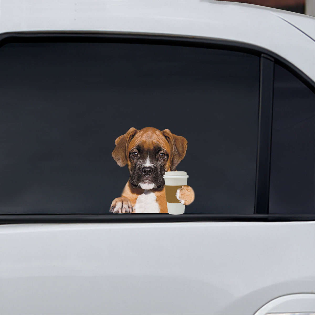 Bonjour - Autocollant de voiture/porte/réfrigérateur/ordinateur portable Boxer Dog V1